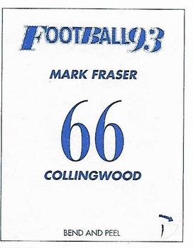 1993 Select AFL Stickers #66 Mark Fraser Back